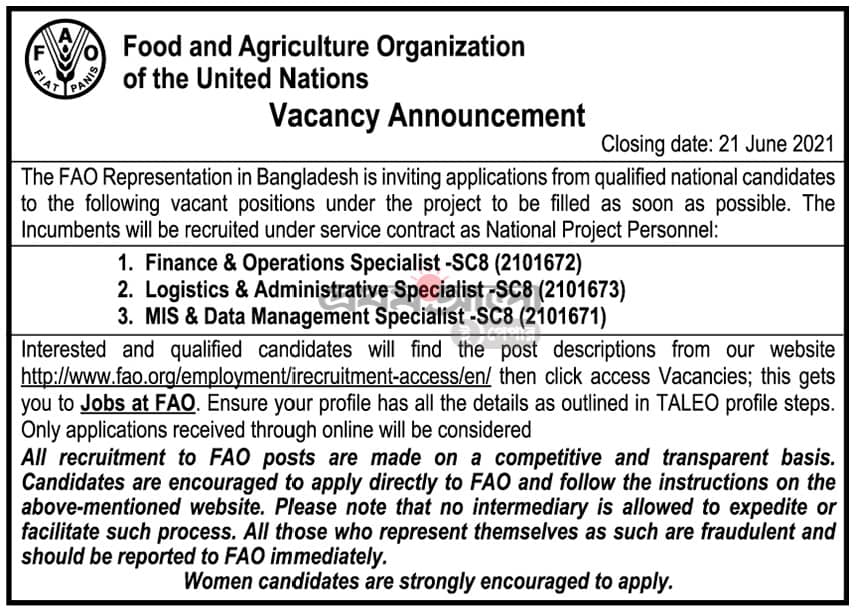 FAO Jobs in Bangladesh | Jobs at FAO