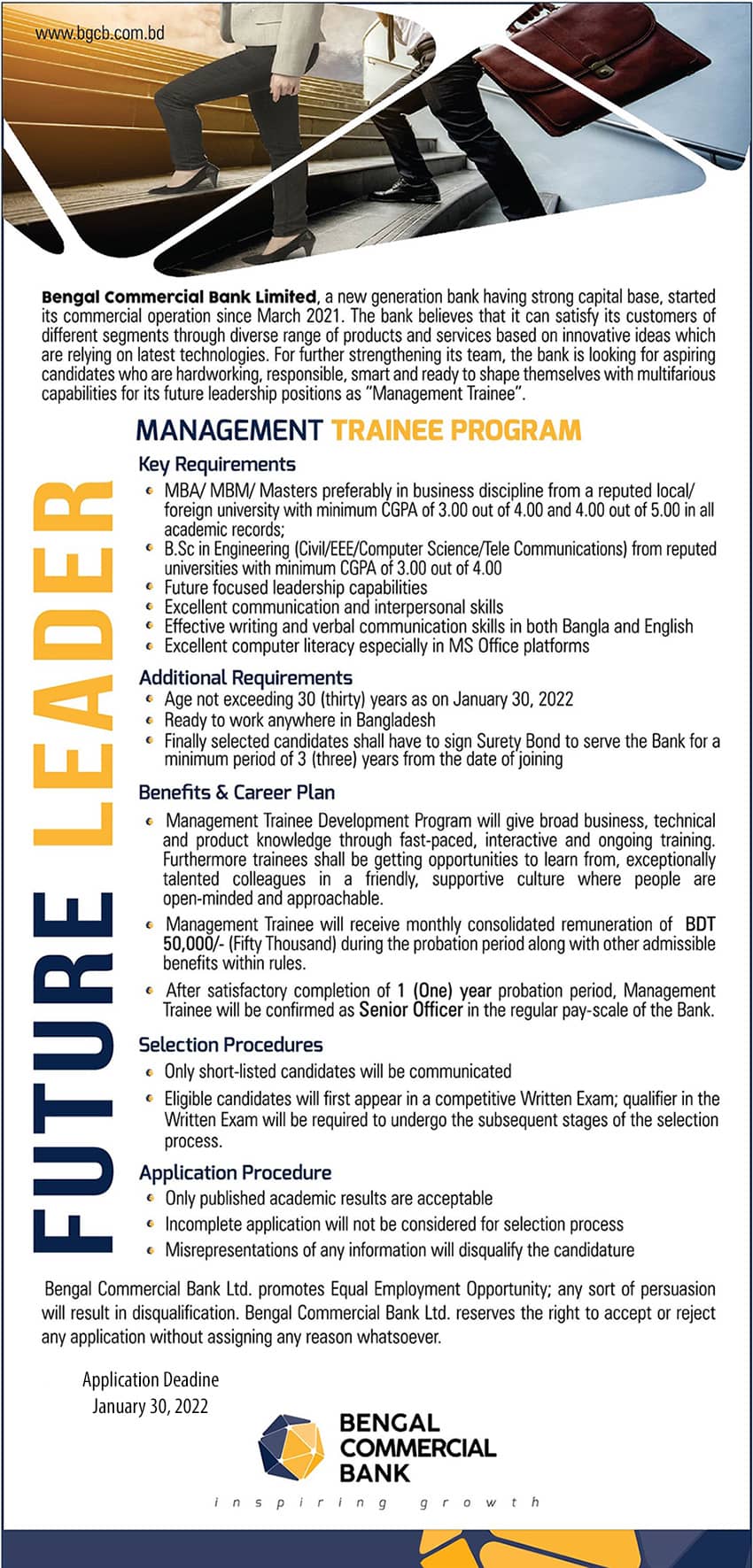 Bengal Commercial Bank Management Trainee Program