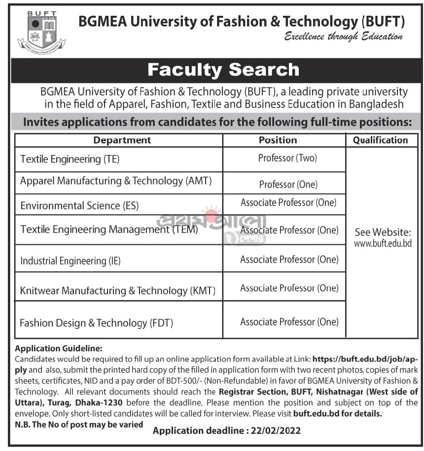 BUFT Job Circular