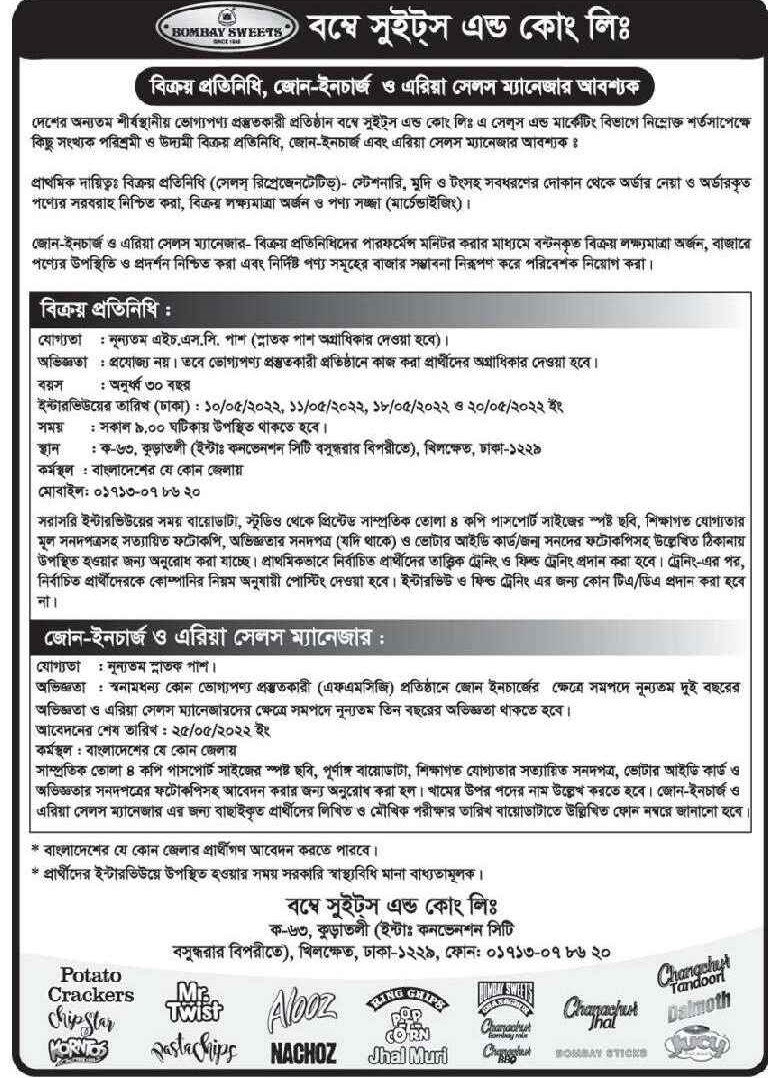 Bombay Sweets job circular