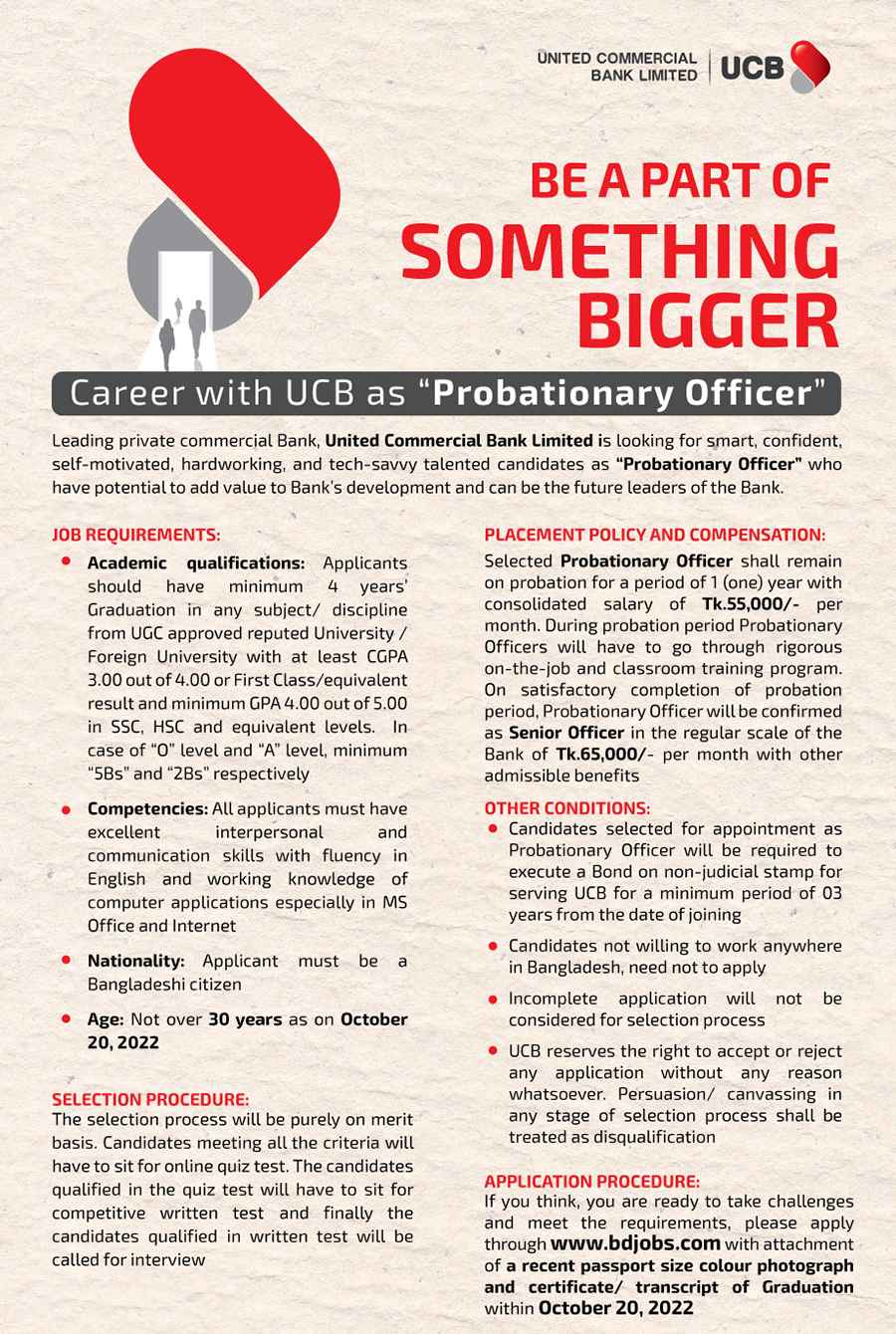 UCBL Job Circular
