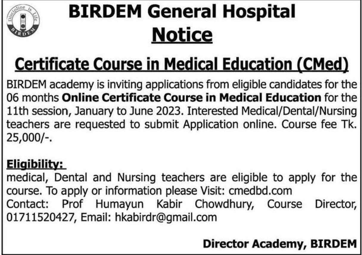 Medical Education Training course in BIRDEM