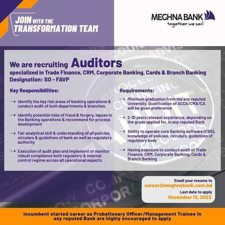 Meghna Bank Job Circular
