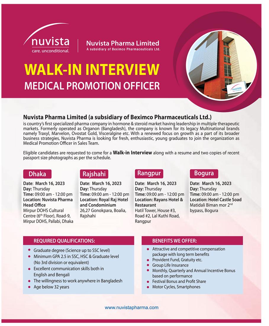 Pharma job in Nuvista Pharma Limited