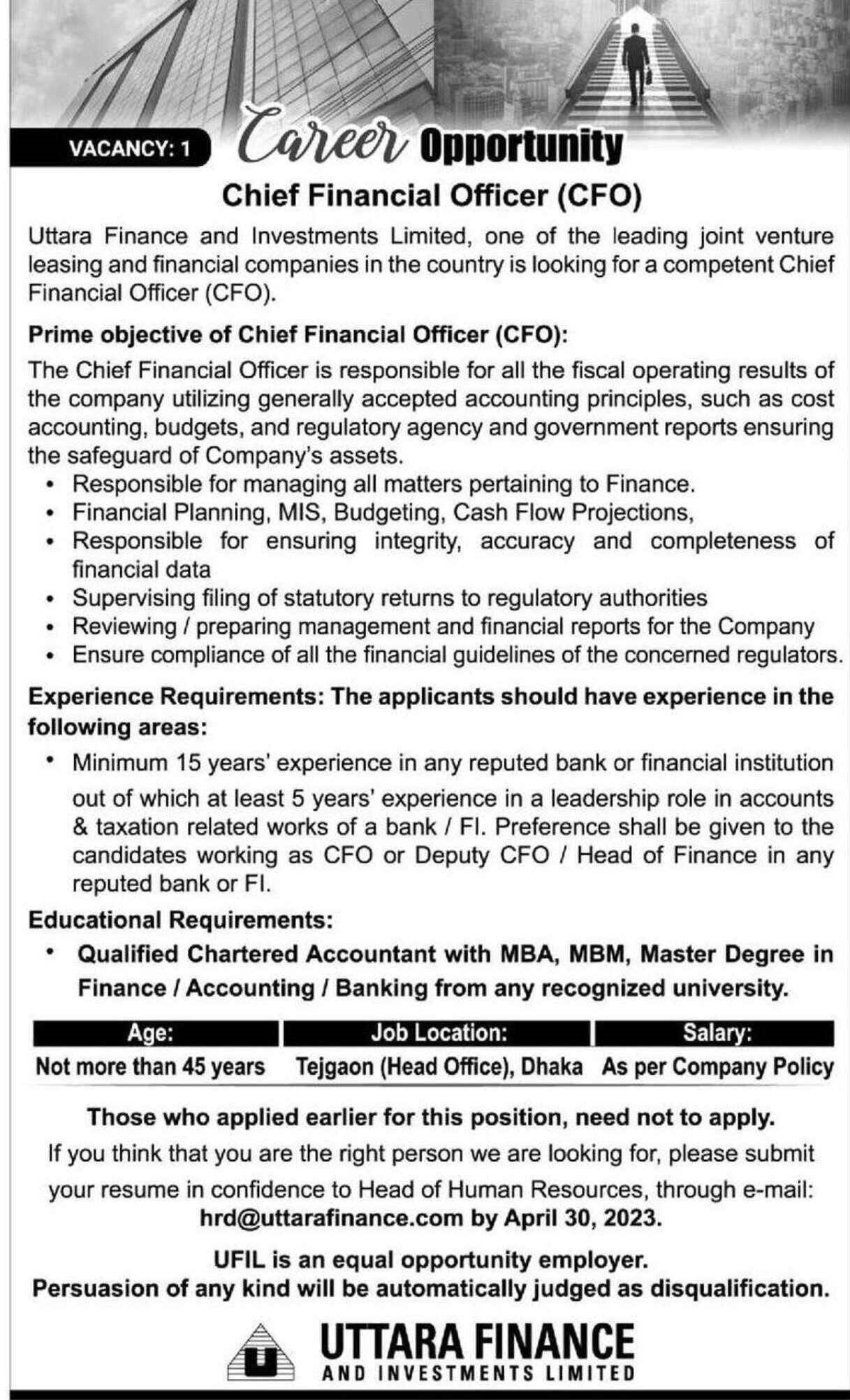 CFO Jobs in Bangladesh 