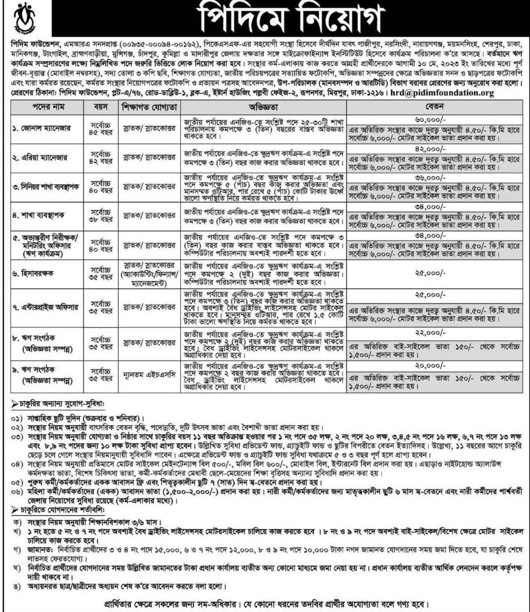 PIDIM Foundation Job Circular