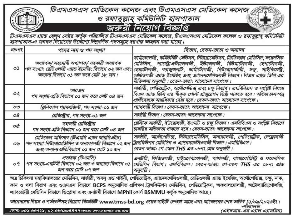 Hospital job in Teaching in TMSS Medical College (TMC)