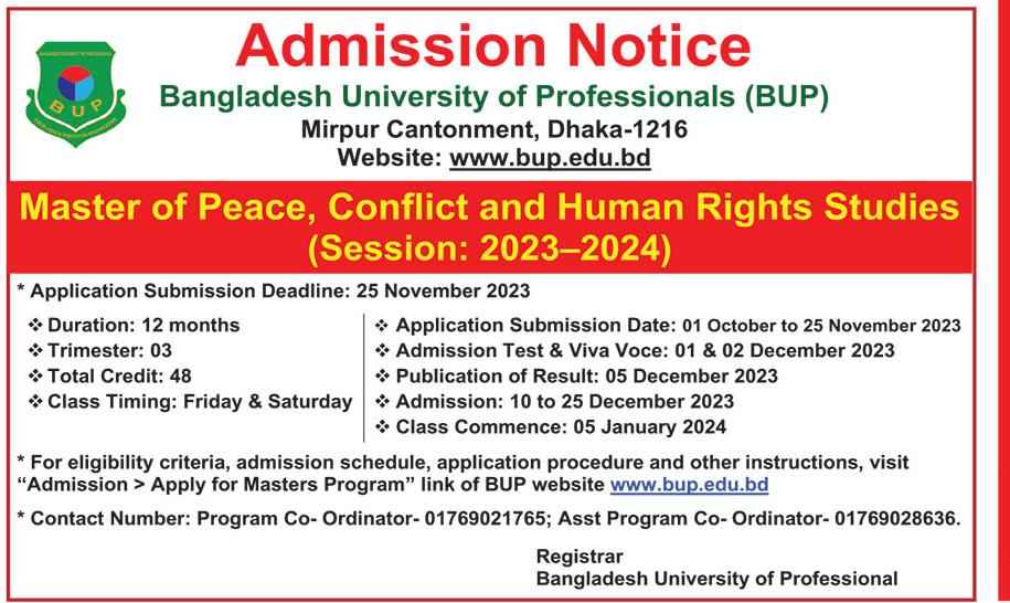 BUP Admission in Peace Conflict and Human Rights
