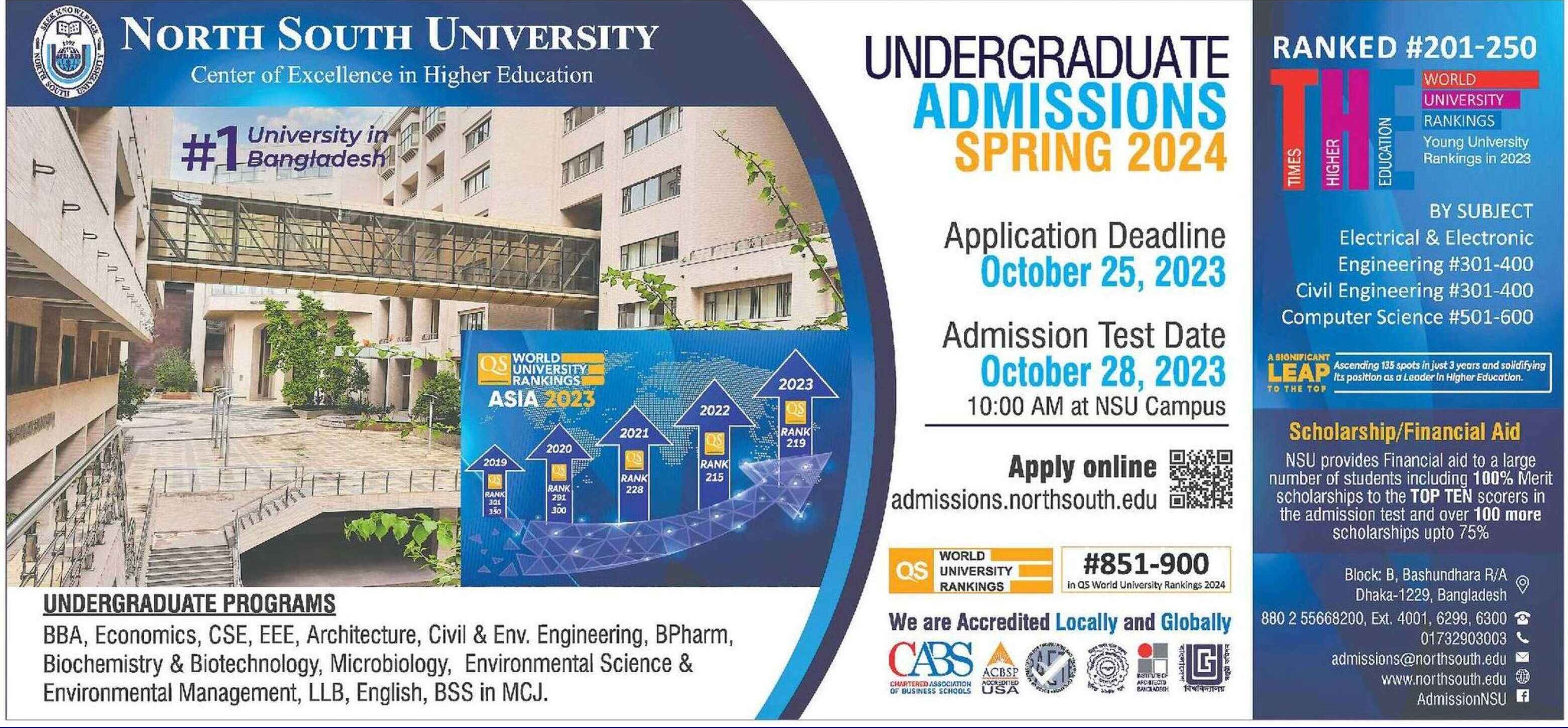 North South University Admission Notice