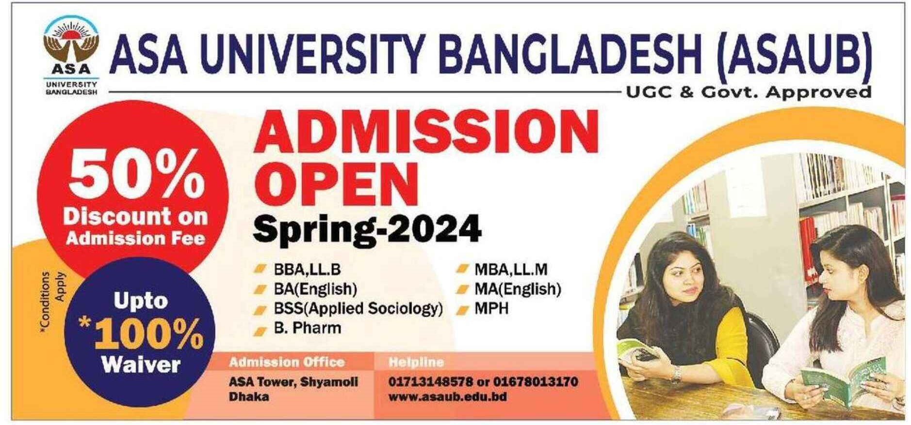 ASA University Admission Notice