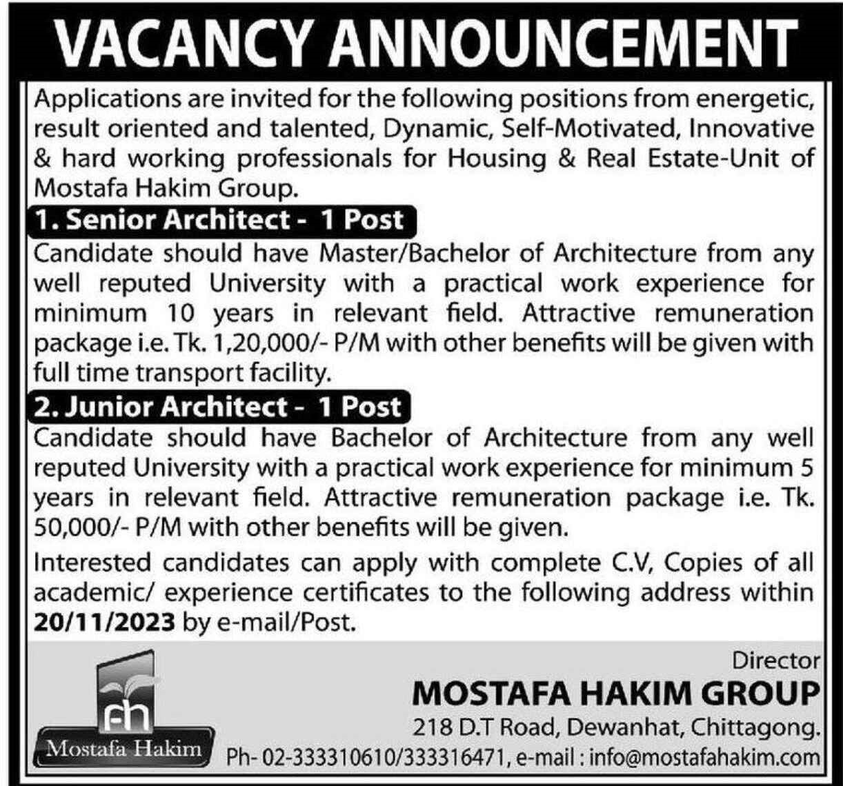 Job for Architect in Bangladesh