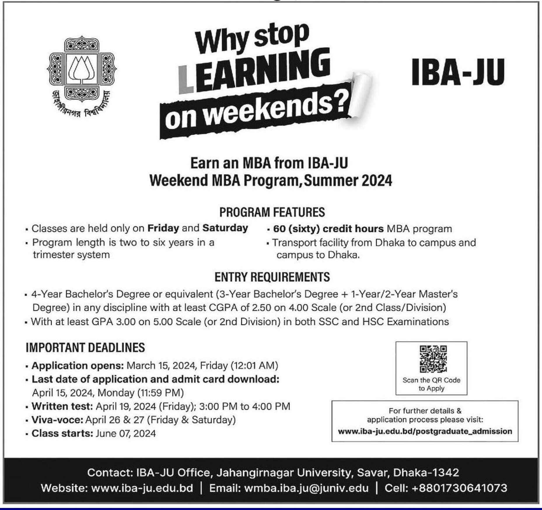 JU IBA MBA Admission