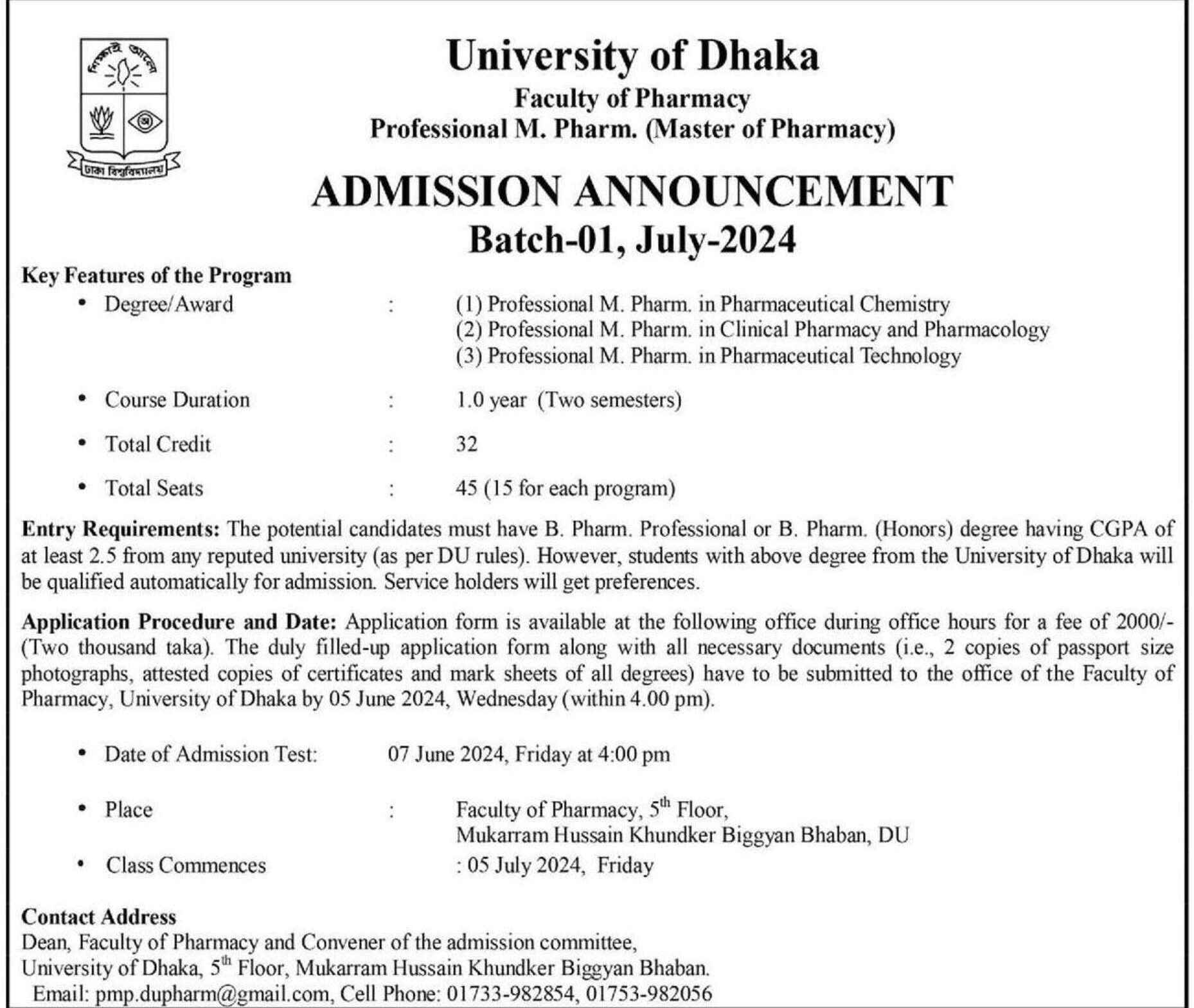 Masters in Pharmacy