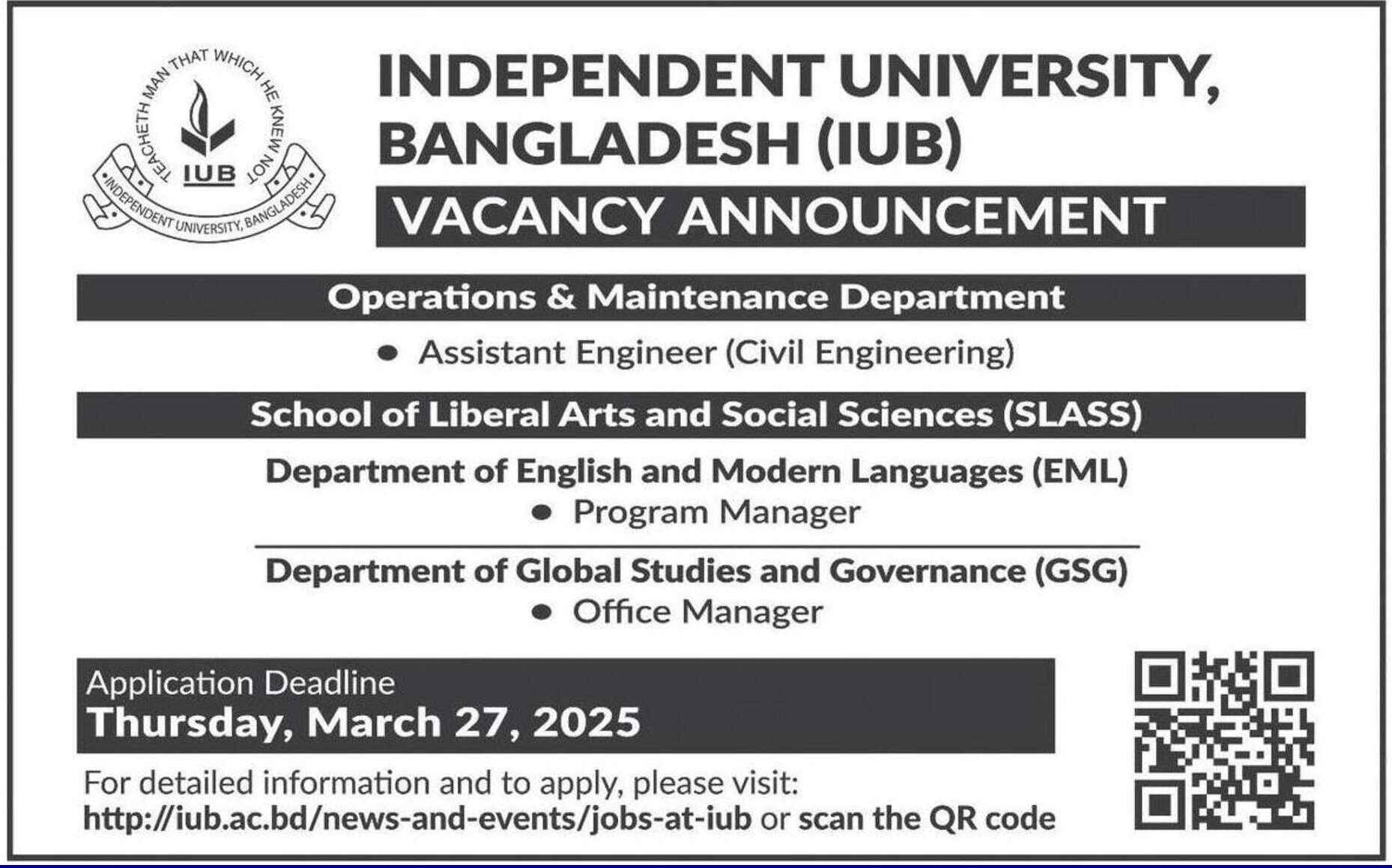 Independent University Bangladesh job circular