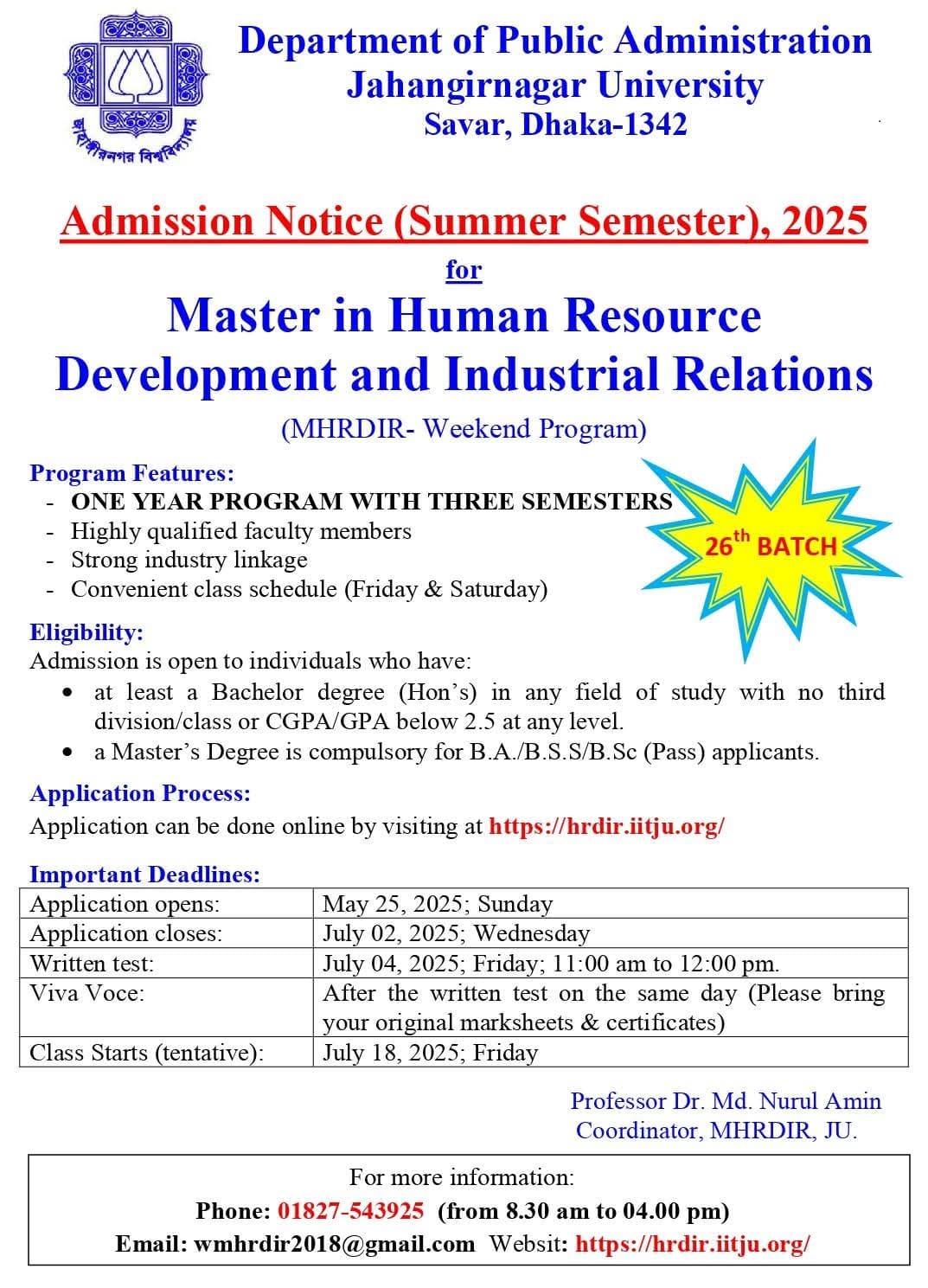 Masters in HRM in Bangladesh