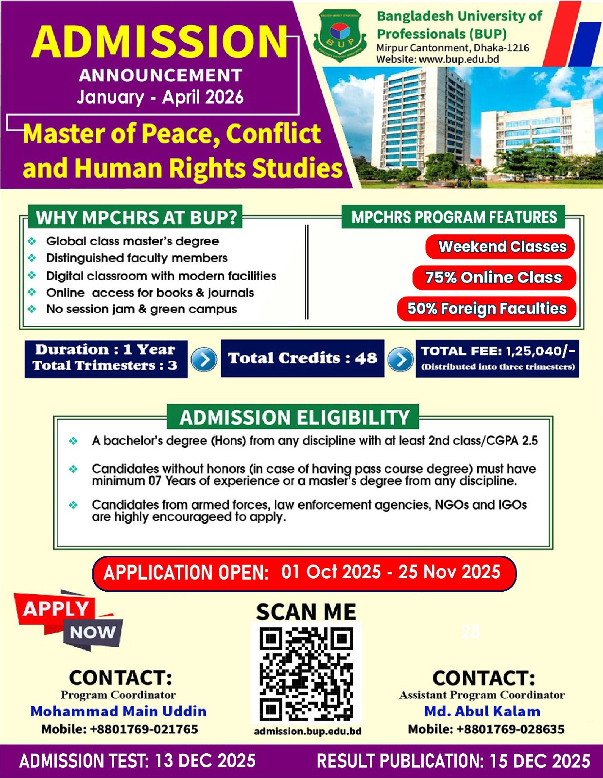 BUP Admission in Peace Conflict and Human Rights