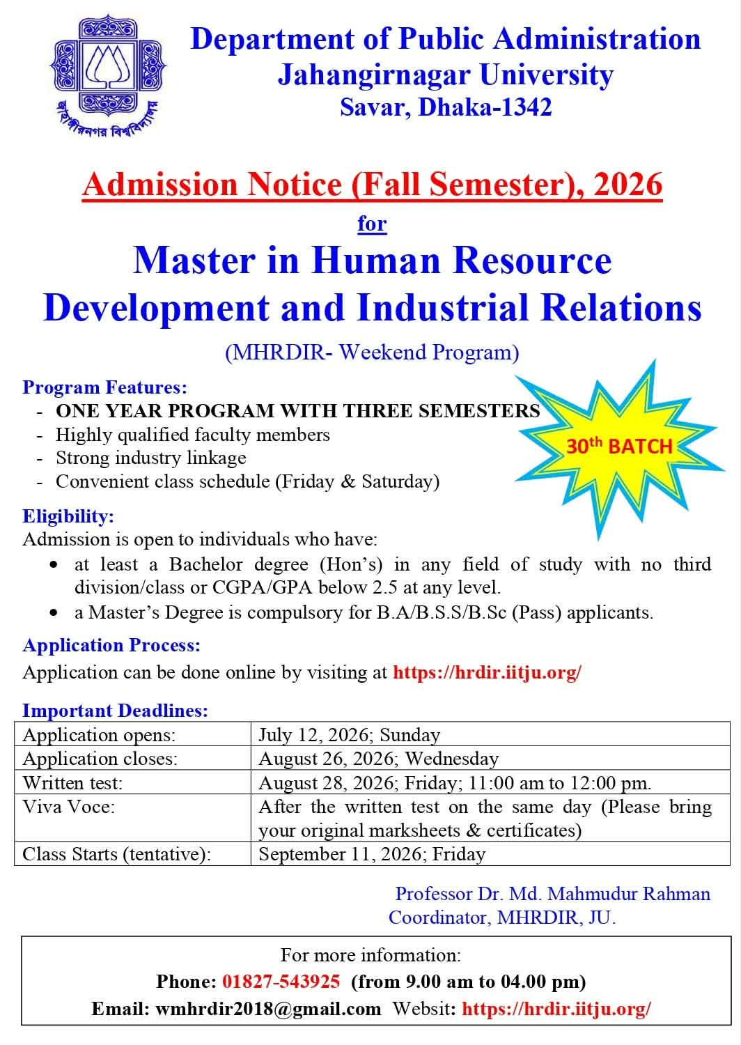 Masters in HRM in Bangladesh
